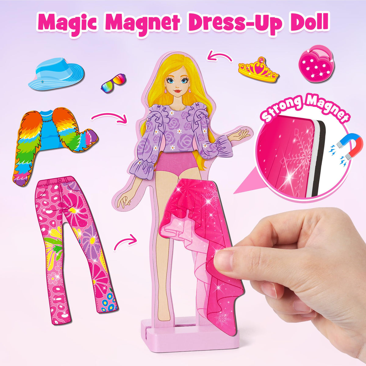 Mocoosy magnetic clothing sets attach securely for durable play sessions
