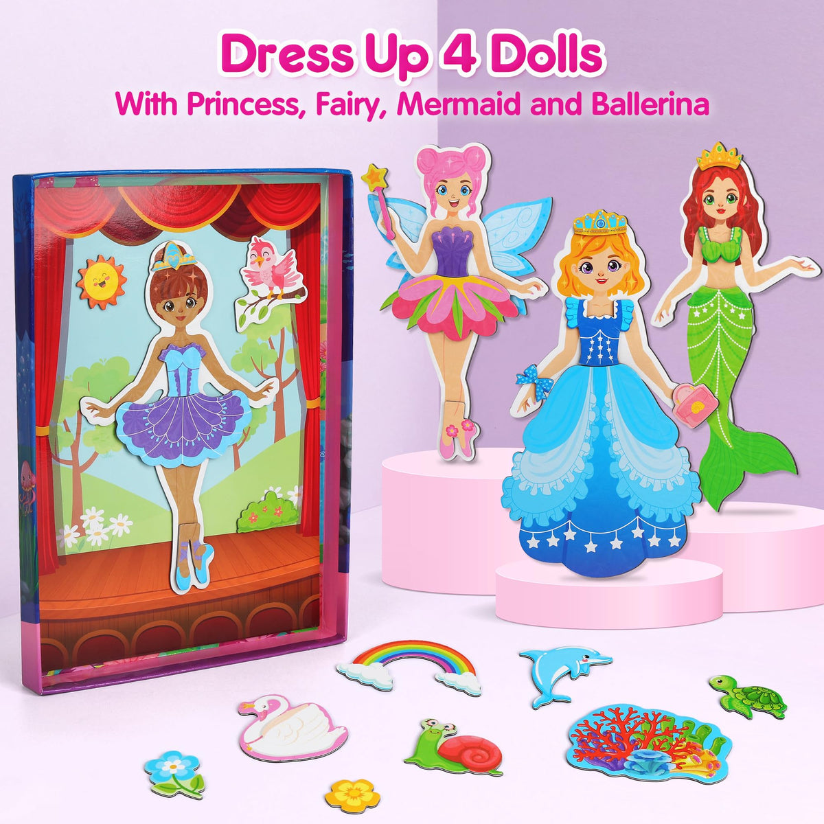 Mocoosy magnetic dress-up dolls ballerina with tutu options