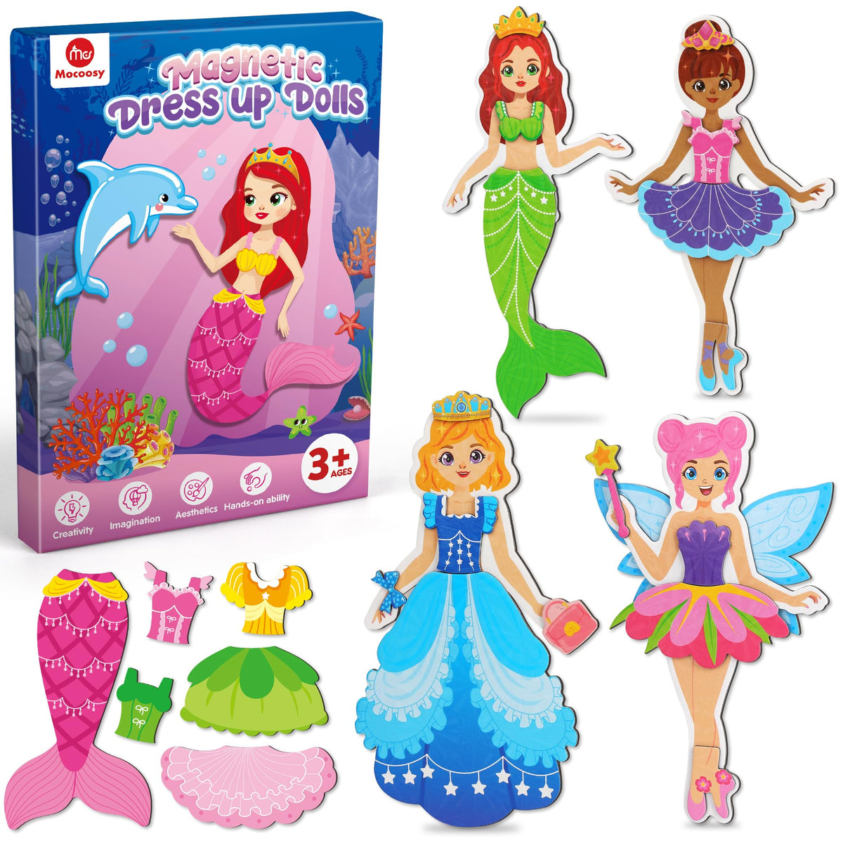 Mocoosy magnetic dress-up dolls princess set for imaginative play