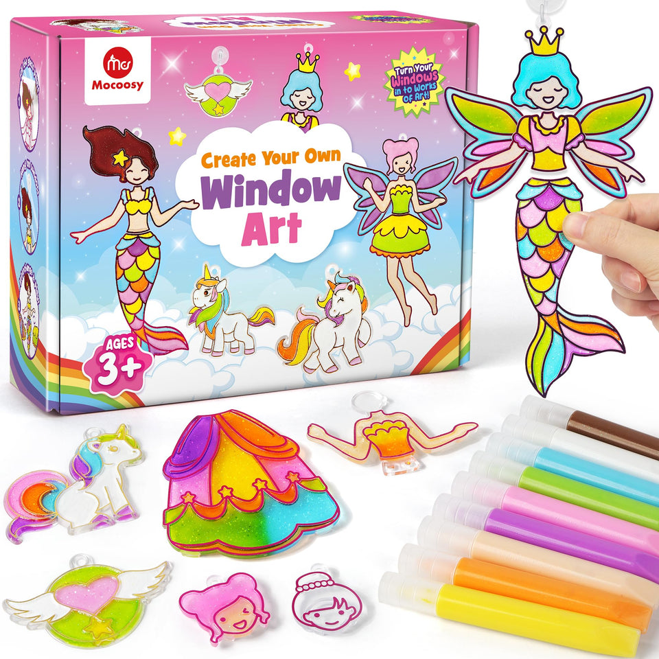 Mocoosy Princess Window Art Kit box with all-in-one crafting set for young artists.