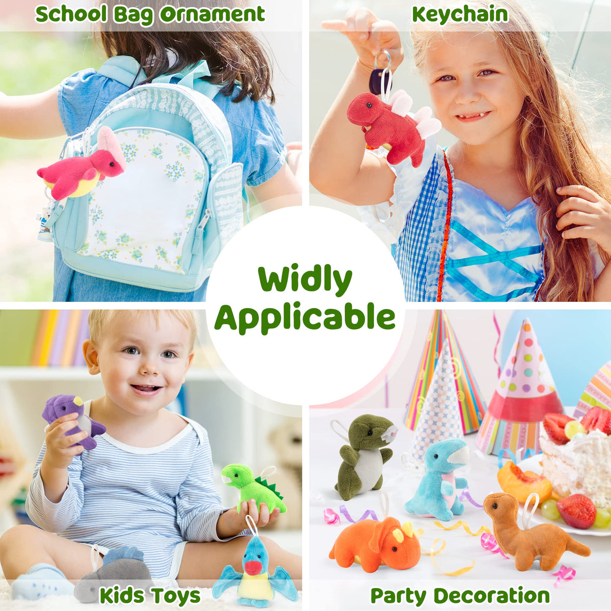 Mocoosy 12-pack colorful dinosaur plush set, great for goody bags