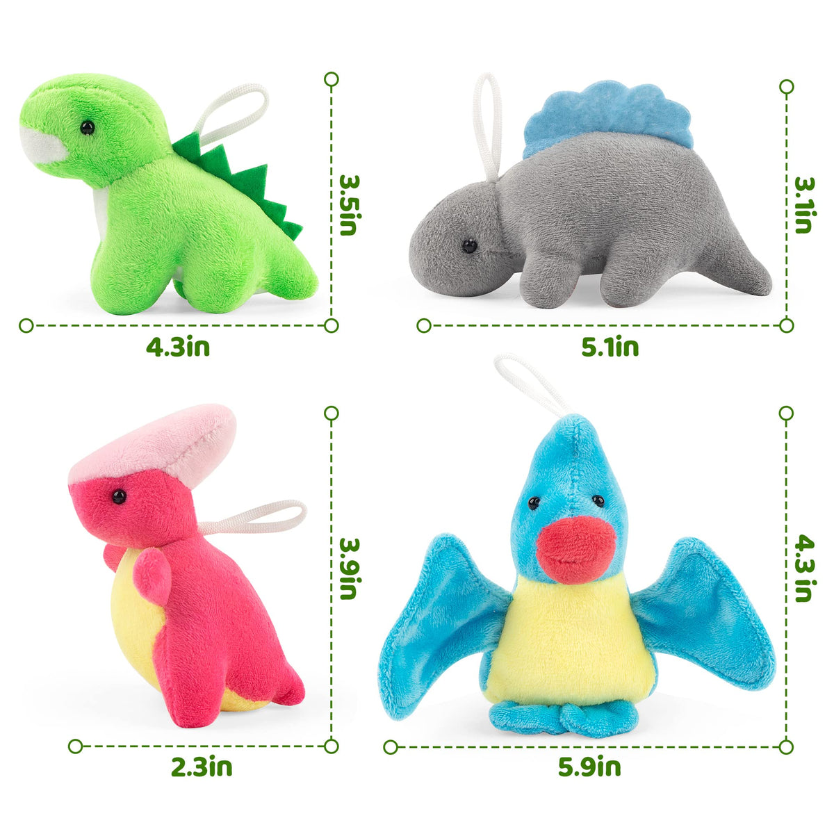 Mocoosy stegosaurus tiny plush, bright hues for party favors