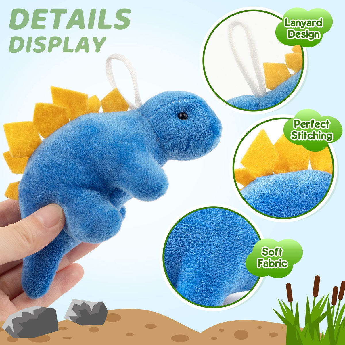 Mocoosy triceratops mini plush, kid-friendly and collectible