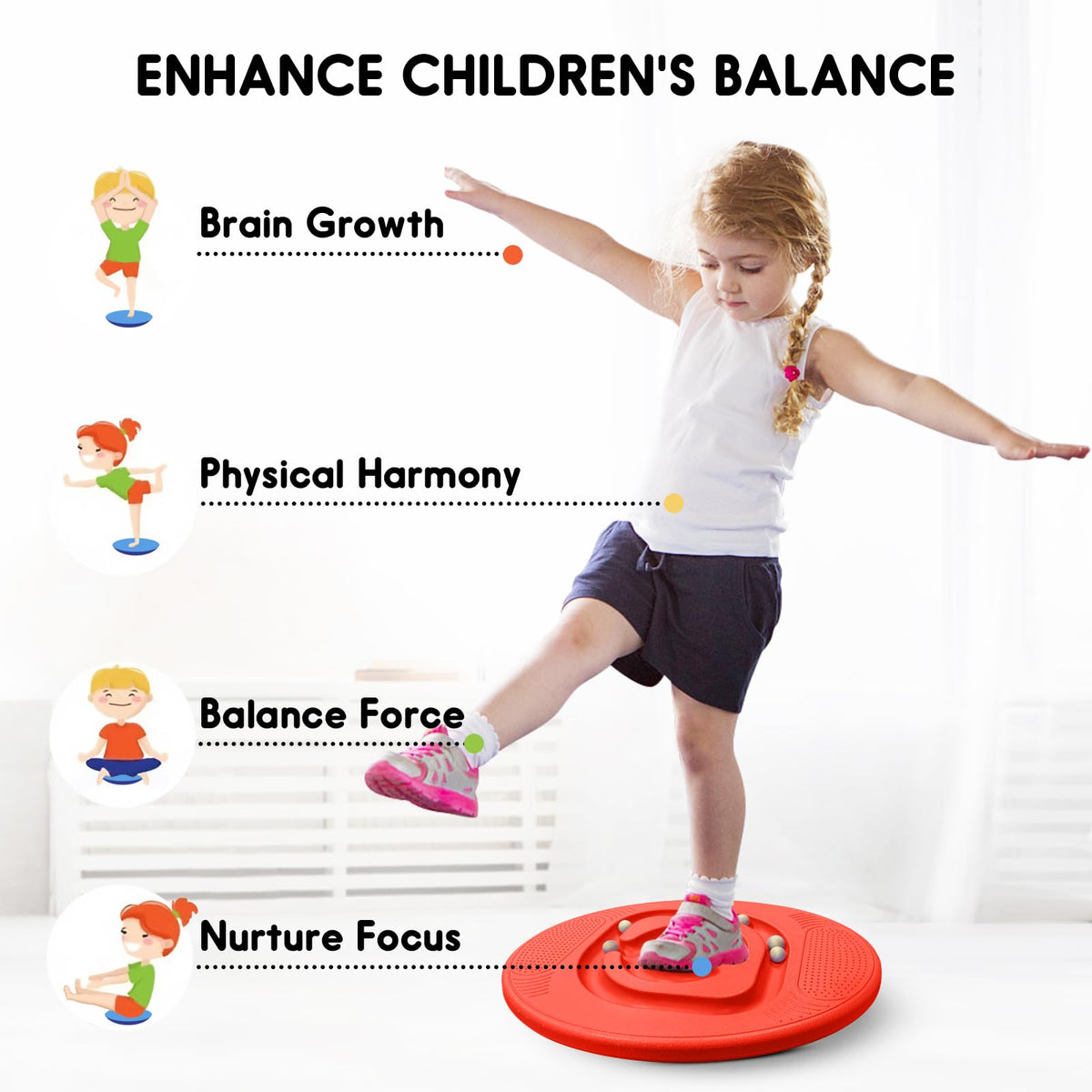 MOCUTEEN balance board waffle bottom grips floor surfaces securely