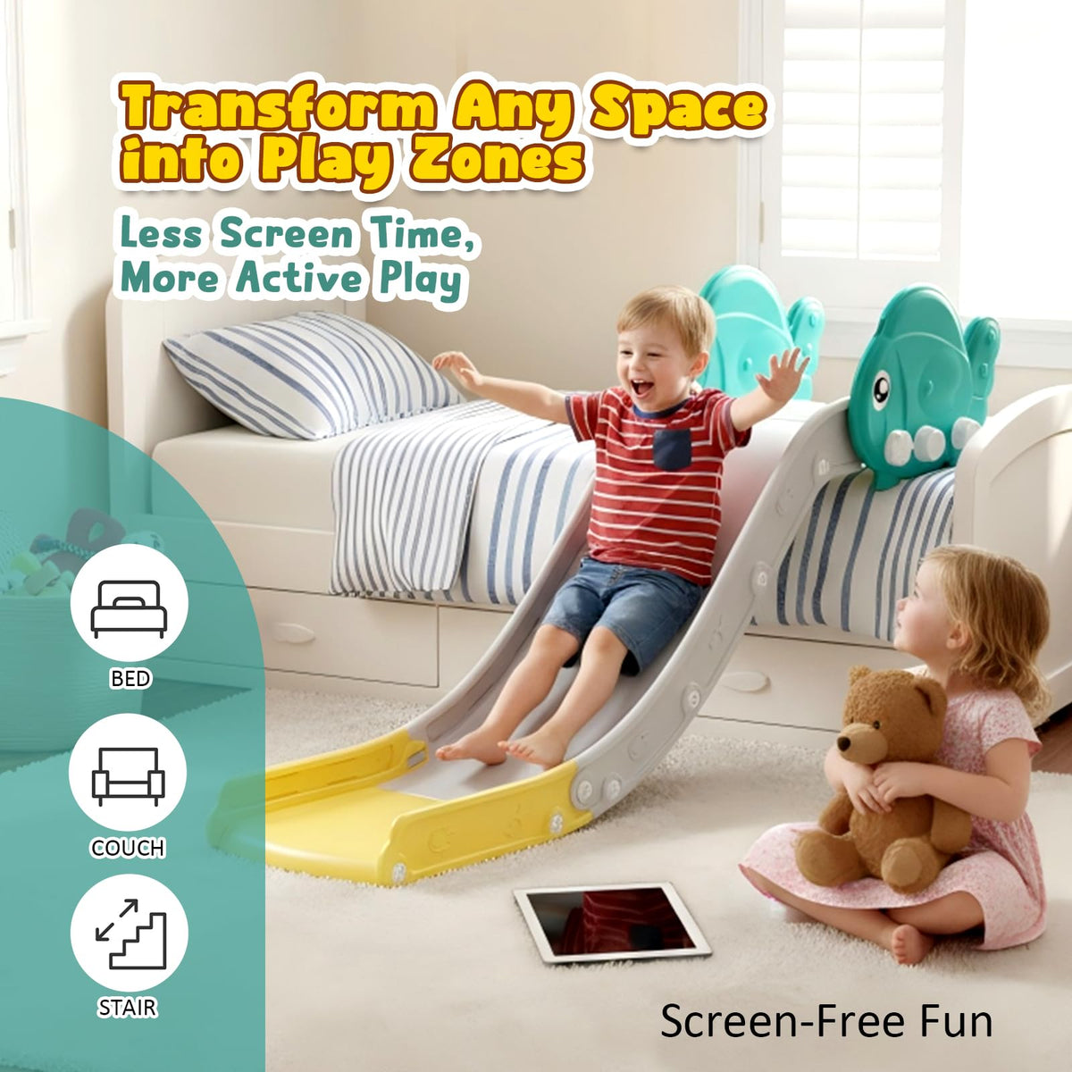 MOCUTEEN Couch Slide: extended slope for comfortable descents.