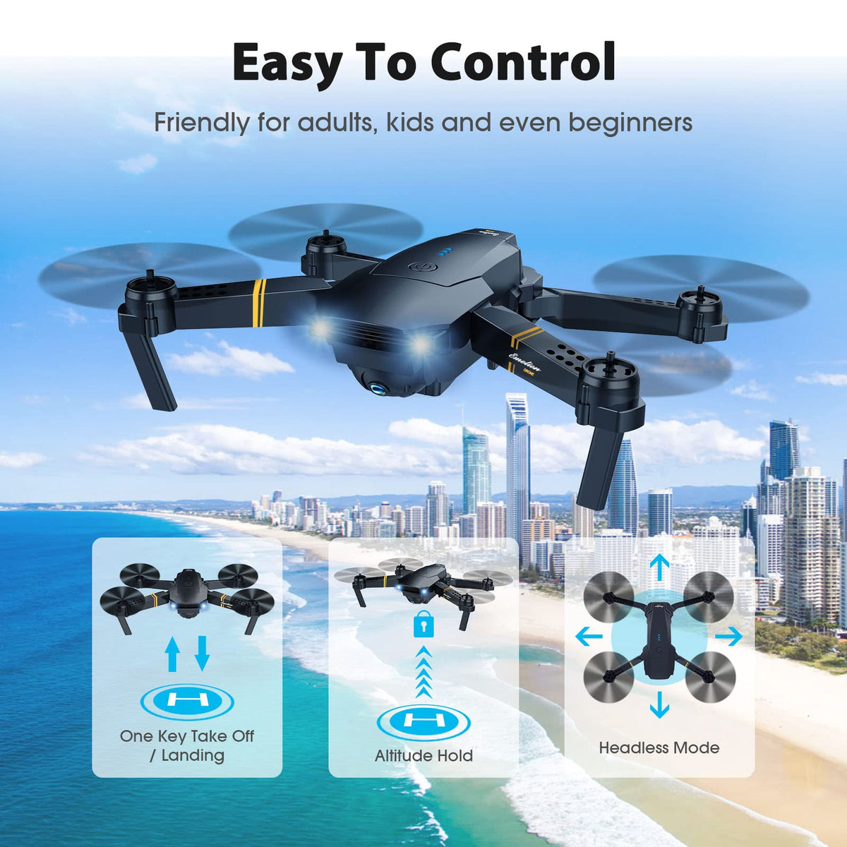 MOCVOO drone with 1080P camera for sharp, shareable moments.