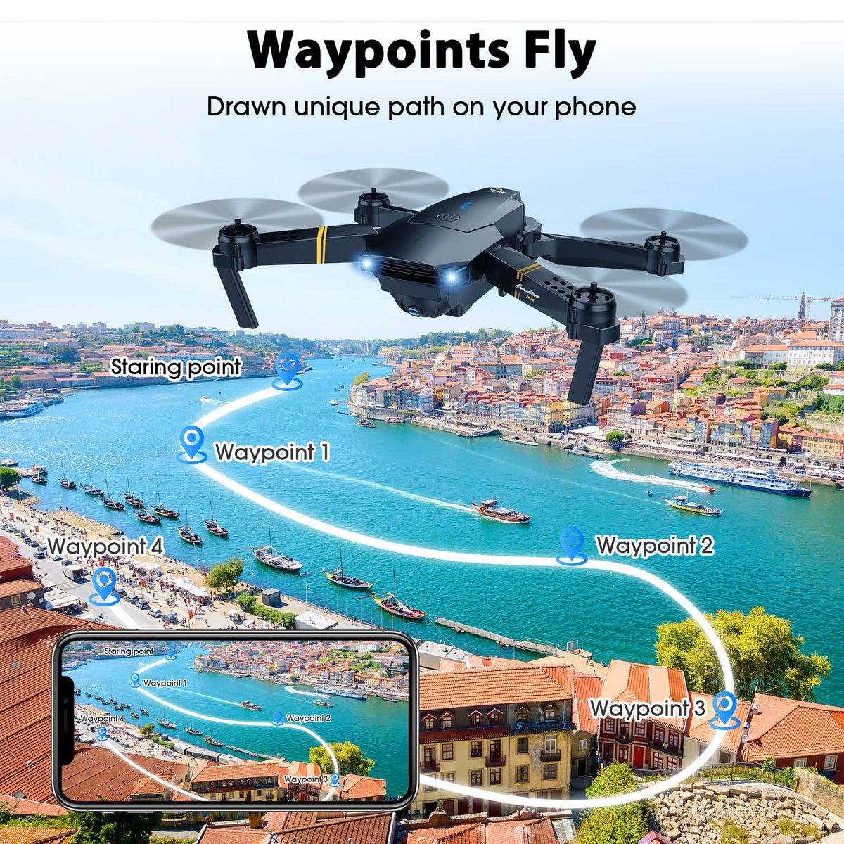 MOCVOO drone package includes two batteries for extended play.