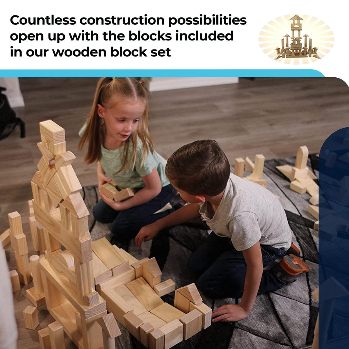 MOD Complete wood blocks 12 shapes offering endless imaginative construction possibilities