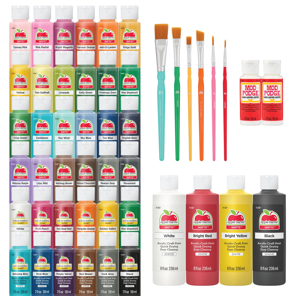 Mod Podge Apple Barrel Mega Paint Kit color collection for vibrant crafts