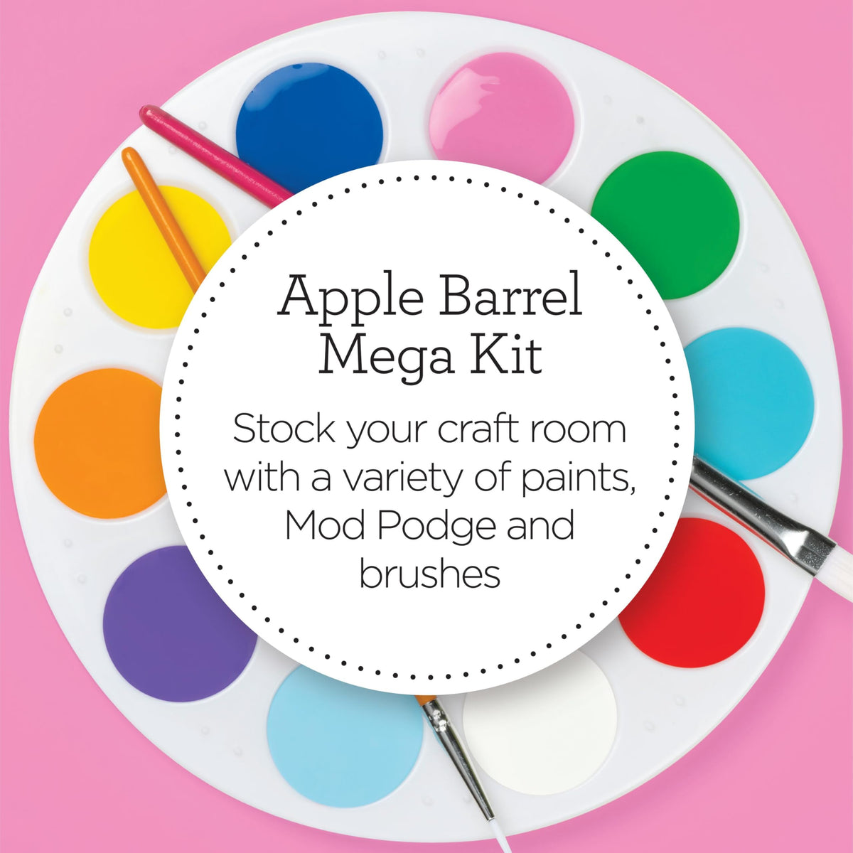 Mod Podge Apple Barrel Mega Paint Kit brush set enables precise details on wood