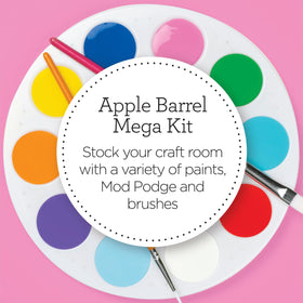 Mod Podge Apple Barrel Mega Paint Kit brush set enables precise details on wood