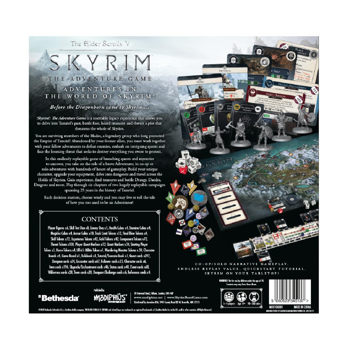 Modiphius Skyrim minis and map displayed for dramatic dungeon delves