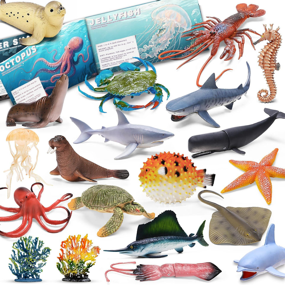 MOEAWS ocean animal figures provide imaginative bath time play.