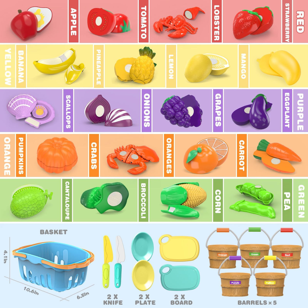 MOEAWS realistic play foods with rounded edges for safe tactile exploration