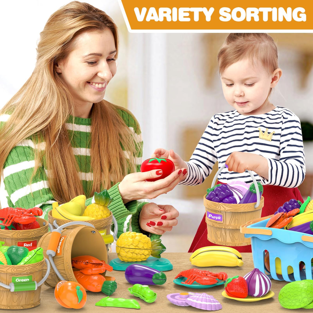 MOEAWS shopping storage buckets organize play pieces