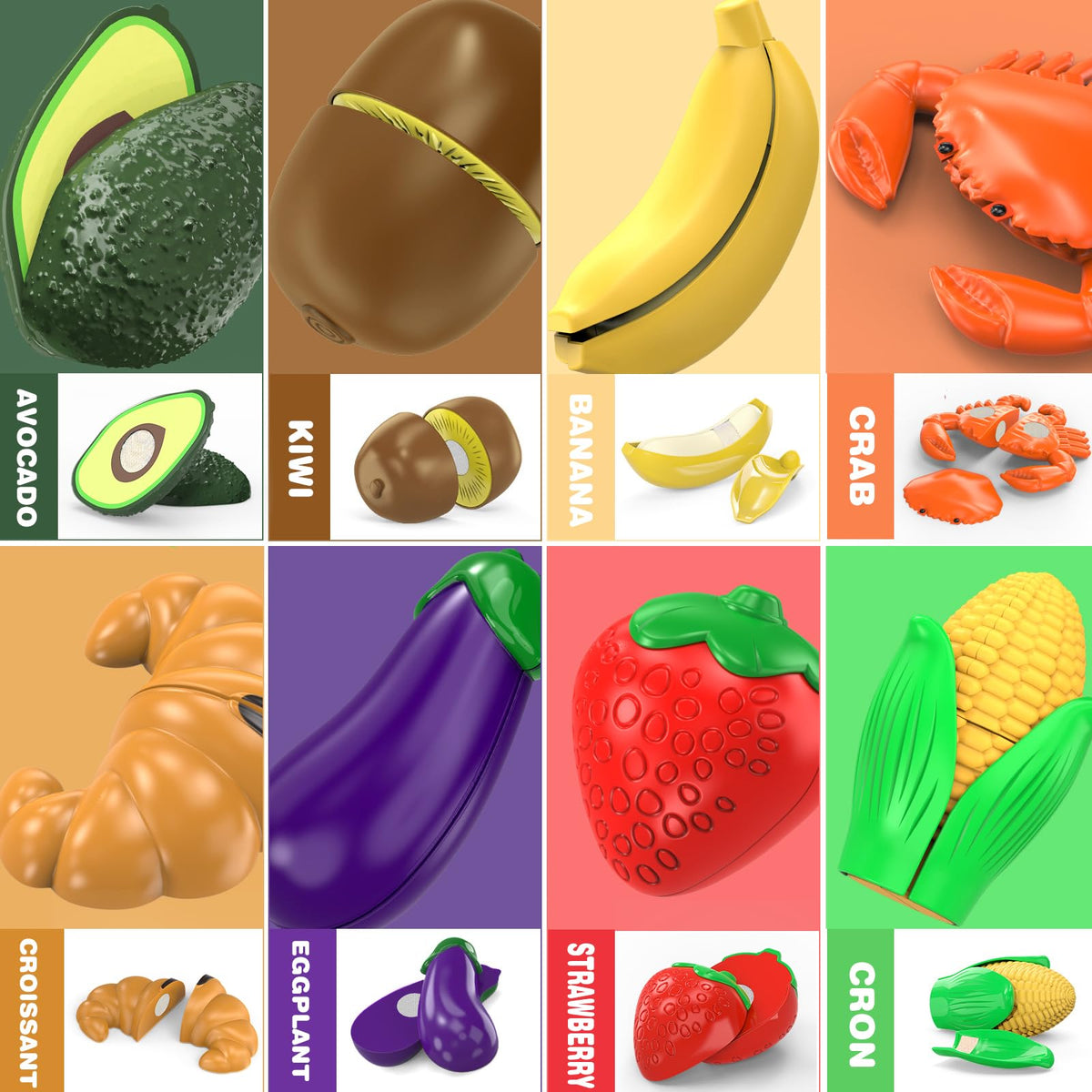 MOEAWS realistic play food enhances imaginative play in kitchens and classrooms.