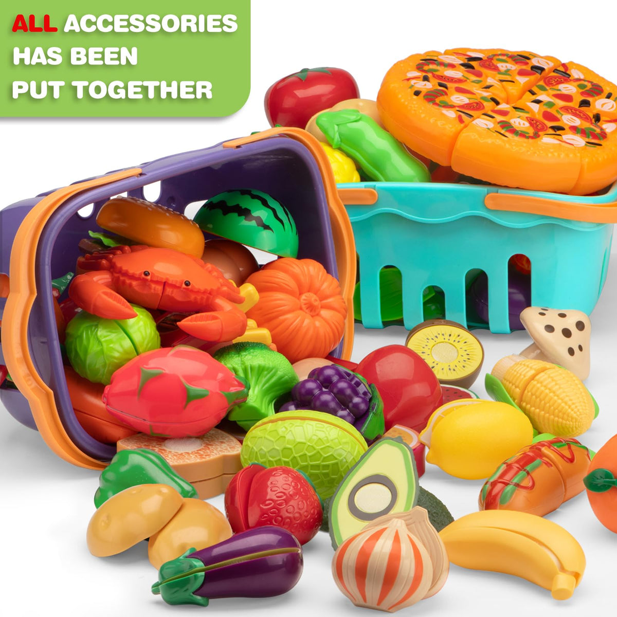 MOEAWS two-color storage baskets help organize pieces for sharing among kids.