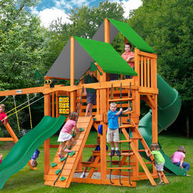 MOFEEZ tarp on play set provides shade and color enhancement.