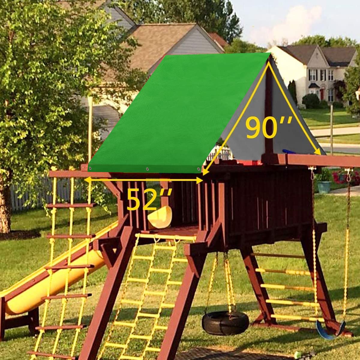 MOFEEZ tarp on green canopy enables quick shade restoration after outdoor use.