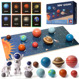 MOHLTIAPD wooden solar system board with colorful planets in beech wood