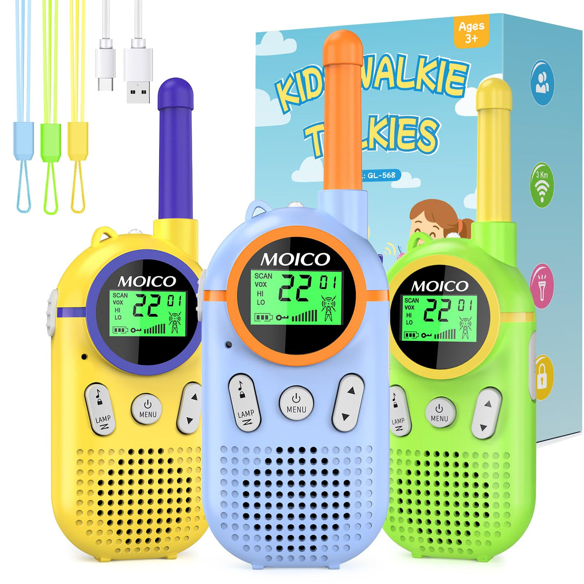 MOICO walkie talkie for kids with compact design fits small hands for easy play.