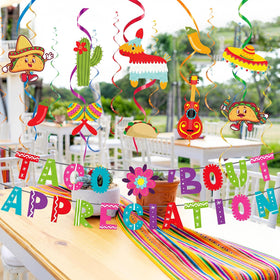 Moinchore party setup shows banner with swirls for festive display