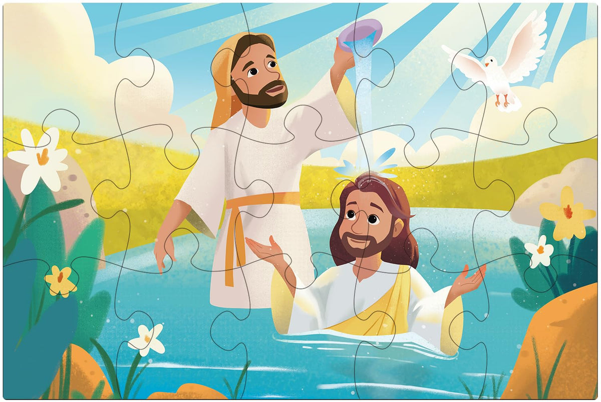 MoinKidz Bible puzzles Baptism scene supports early learning