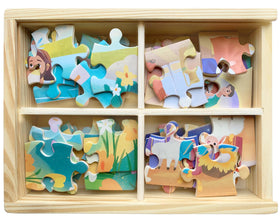 Child solving MoinKidz puzzle to develop fine motor skills