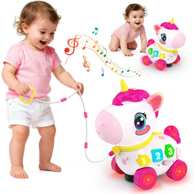 MOISTAR unicorn crawling toy promotes crawling and exploration for babies