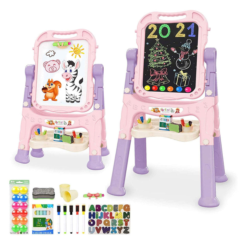 Mojitodon Art Easel pink 360-degree rotation enables versatile drawing angles