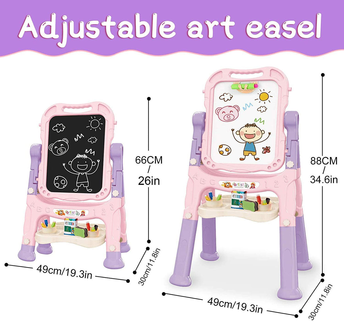 Mojitodon Art Easel pink magnetic dry-erase board for quick, mess-free sketches