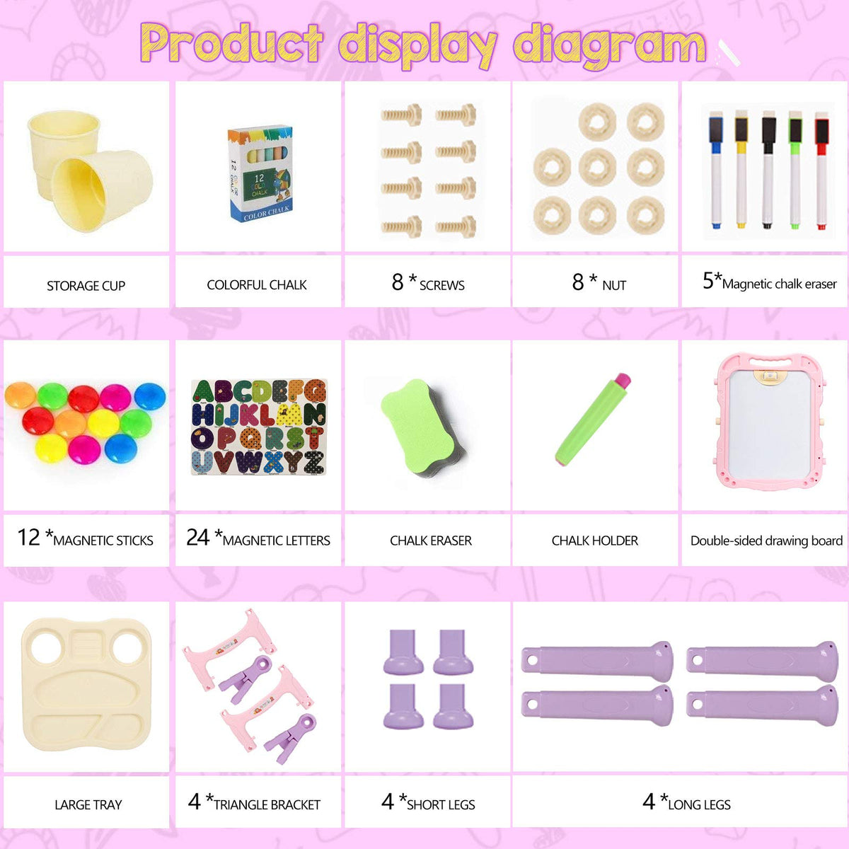 Mojitodon Art Easel pink includes a complete painting tools set