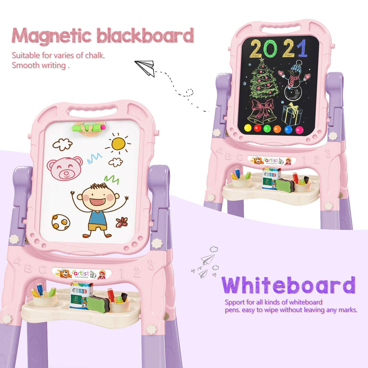 Mojitodon Art Easel pink portable easel and accessories for indoor/outdoor use