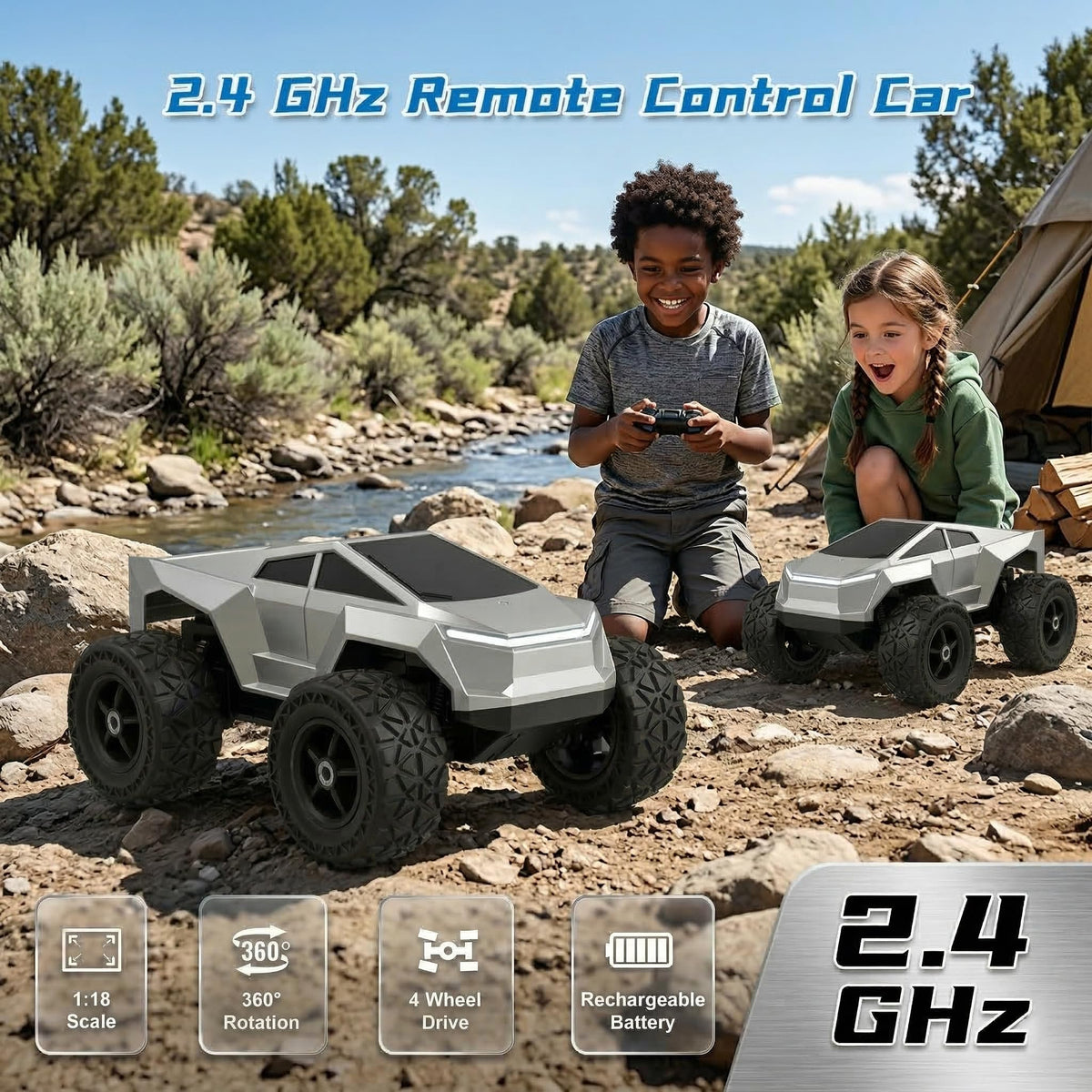 MoKasi Cyber Toy Car side profile ready for off-road adventures.