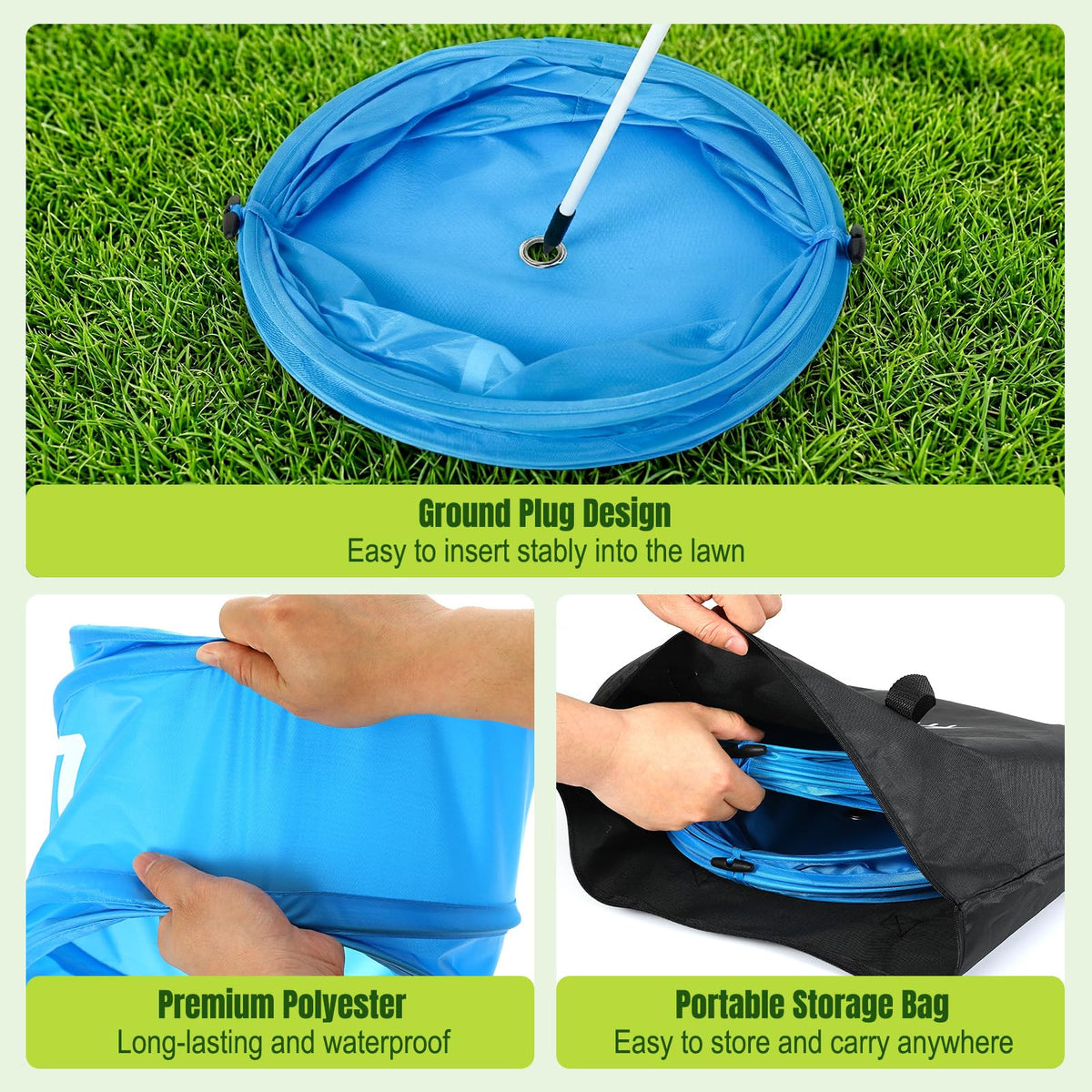 MoKo Backyard Golf Game includes 6 buckets, flags and balls for complete play
