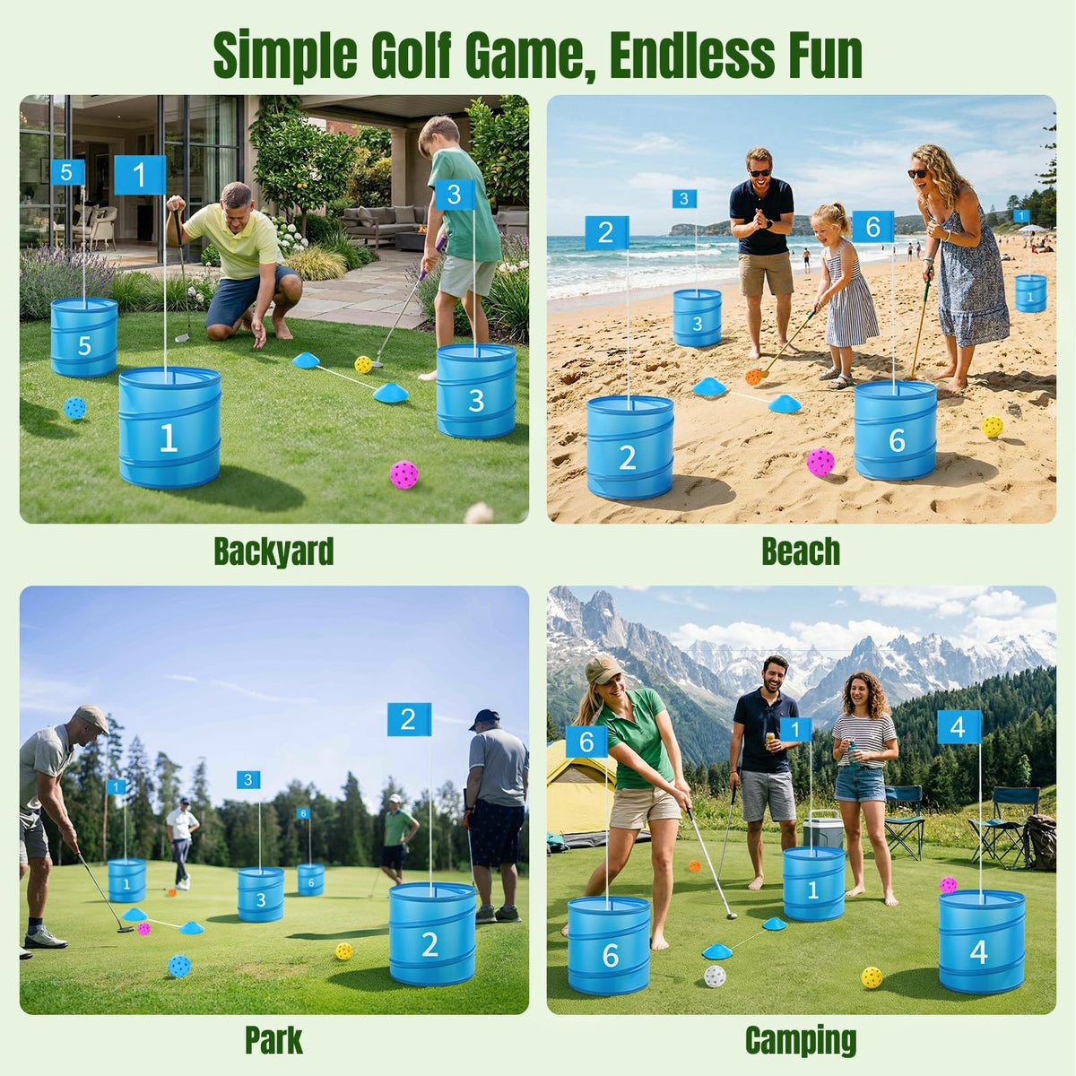 MoKo Backyard Golf Game requires no clubs, beginner friendly