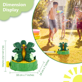 MoKo Dinosaur Sprinkler with two hose clamps for a secure, leak-free connection