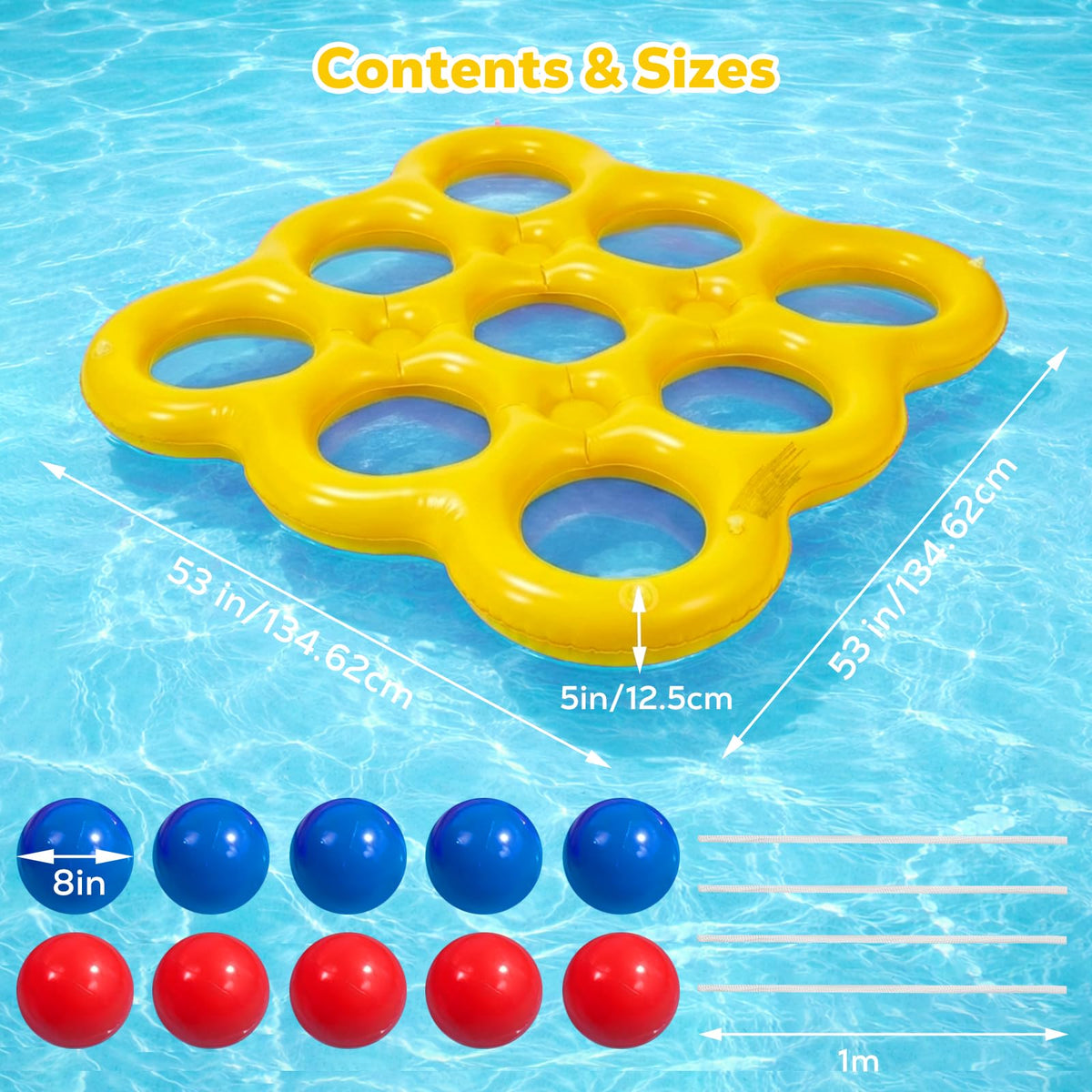 Inflated MoKo Tic-Tac-Toe setup ready for pool or lawn play