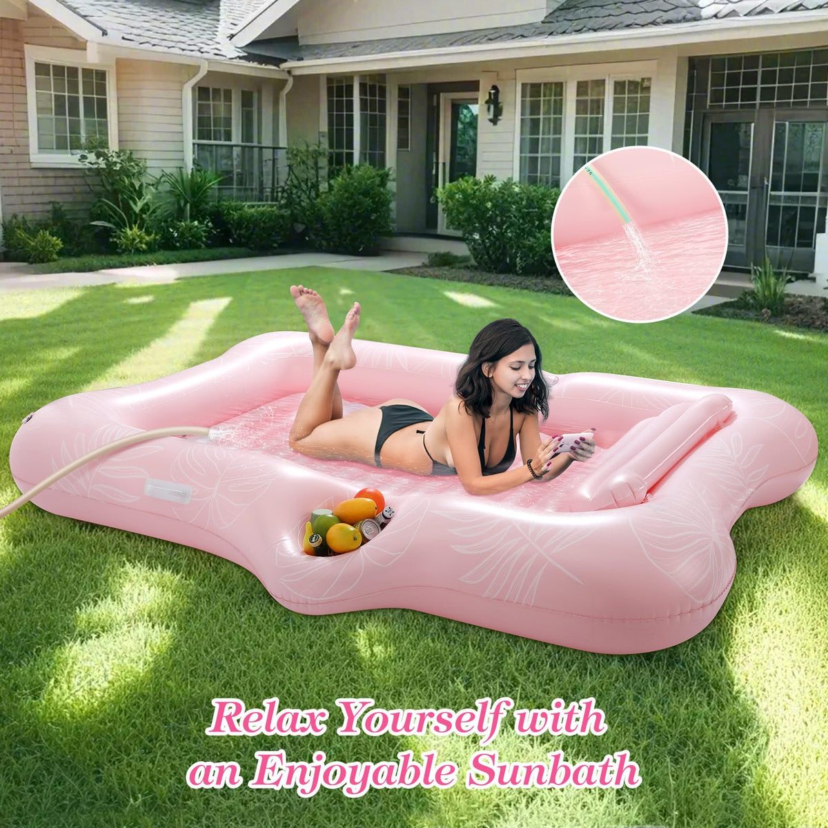 MoKo pool float with drink holder keeps beverages within reach during poolside relaxation.