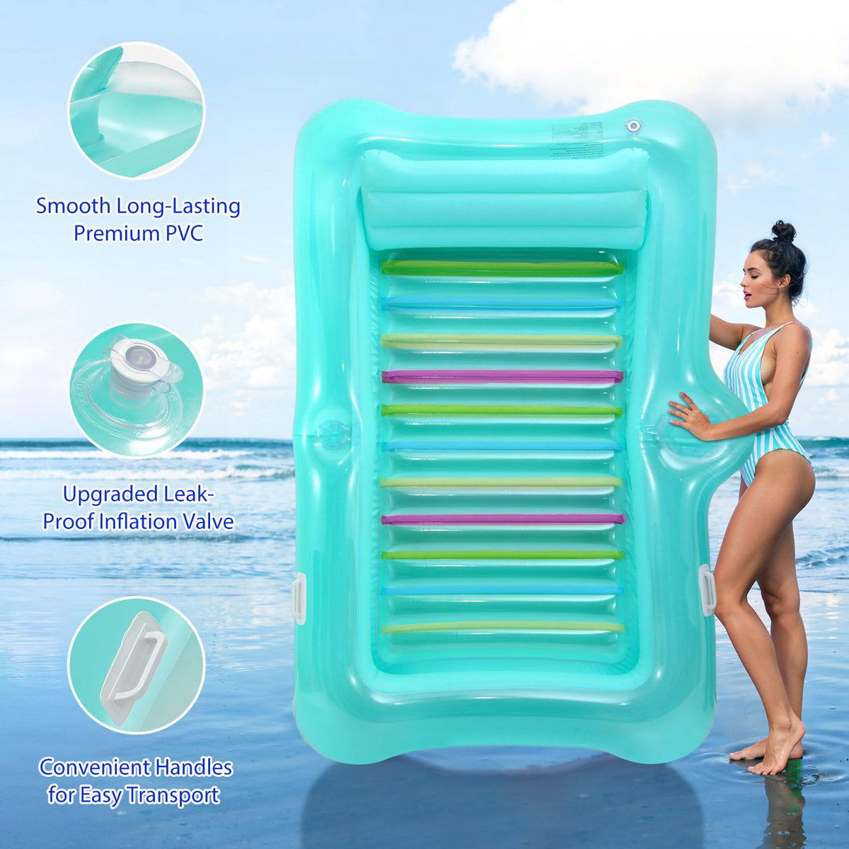 MoKo pool float handles enable easy carrying and stability.