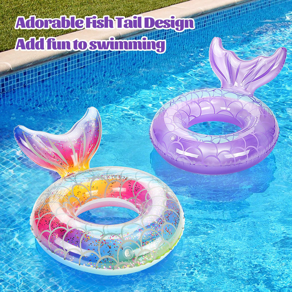 MoKo pool float ring with fish-tail design for added fun and easy play