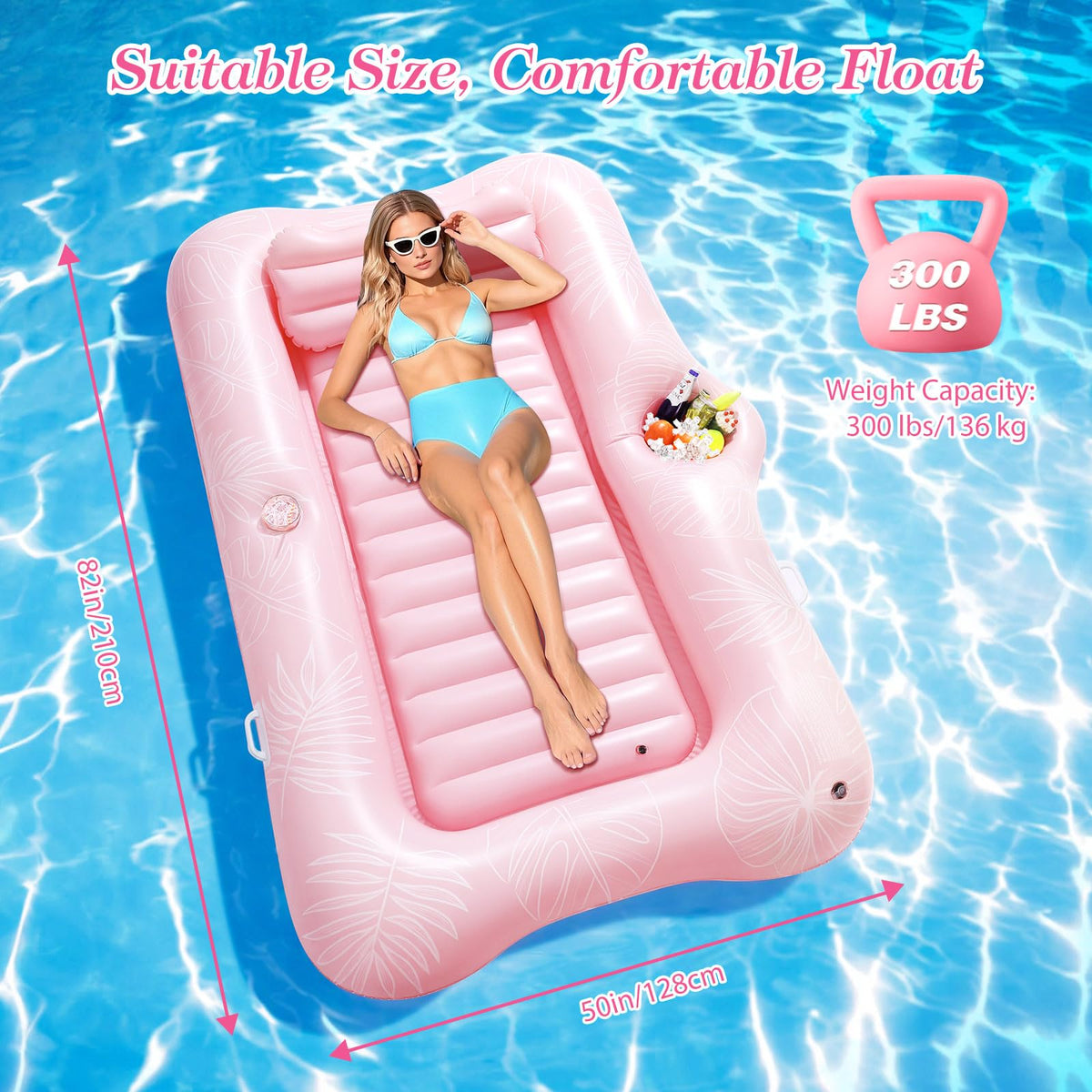 MoKo pool float ice bar highlights drink holder for easy refreshments.
