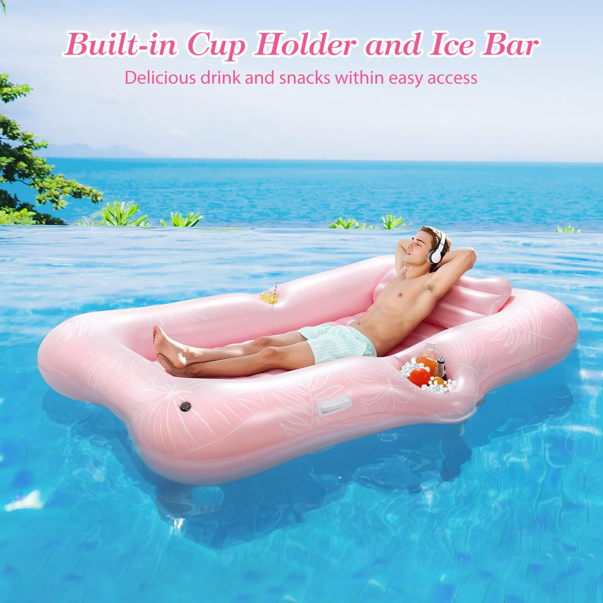 MoKo pool float large 82x50 inches holds up to 300 lbs.