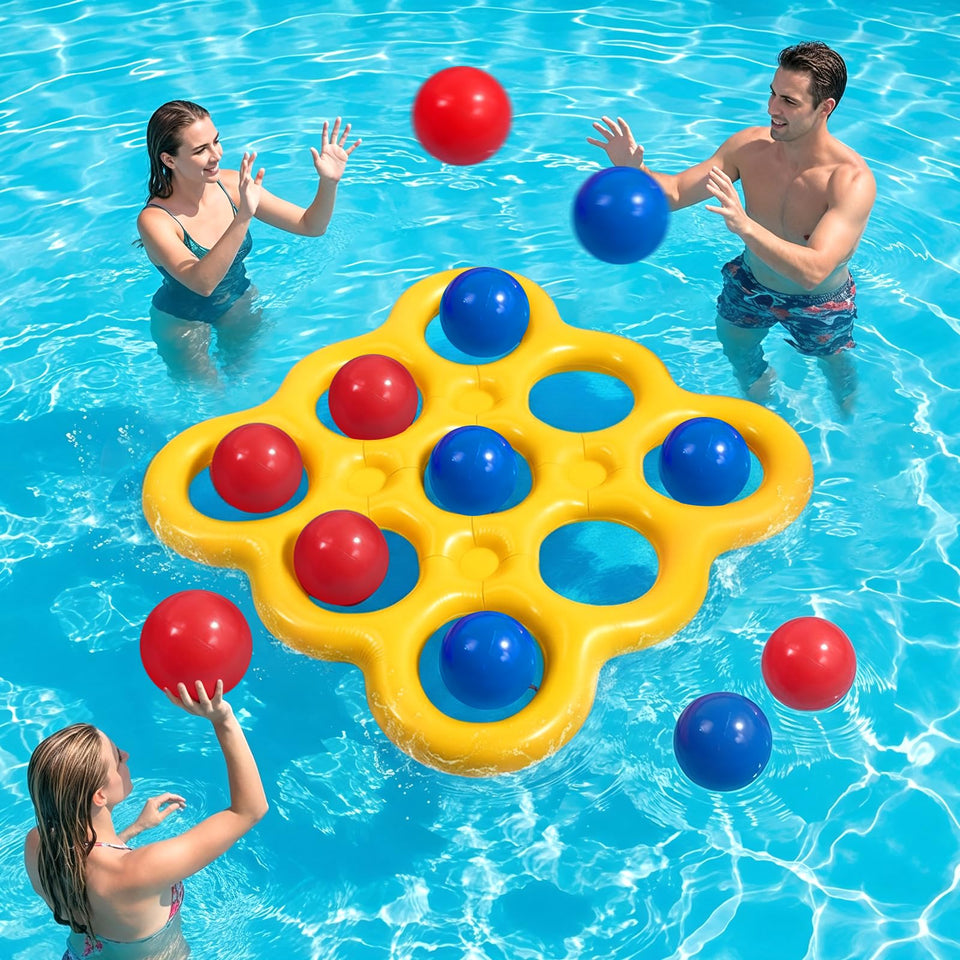 MoKo Tic-Tac-Toe pool board inflated for water play, 53 inches wide, family fun