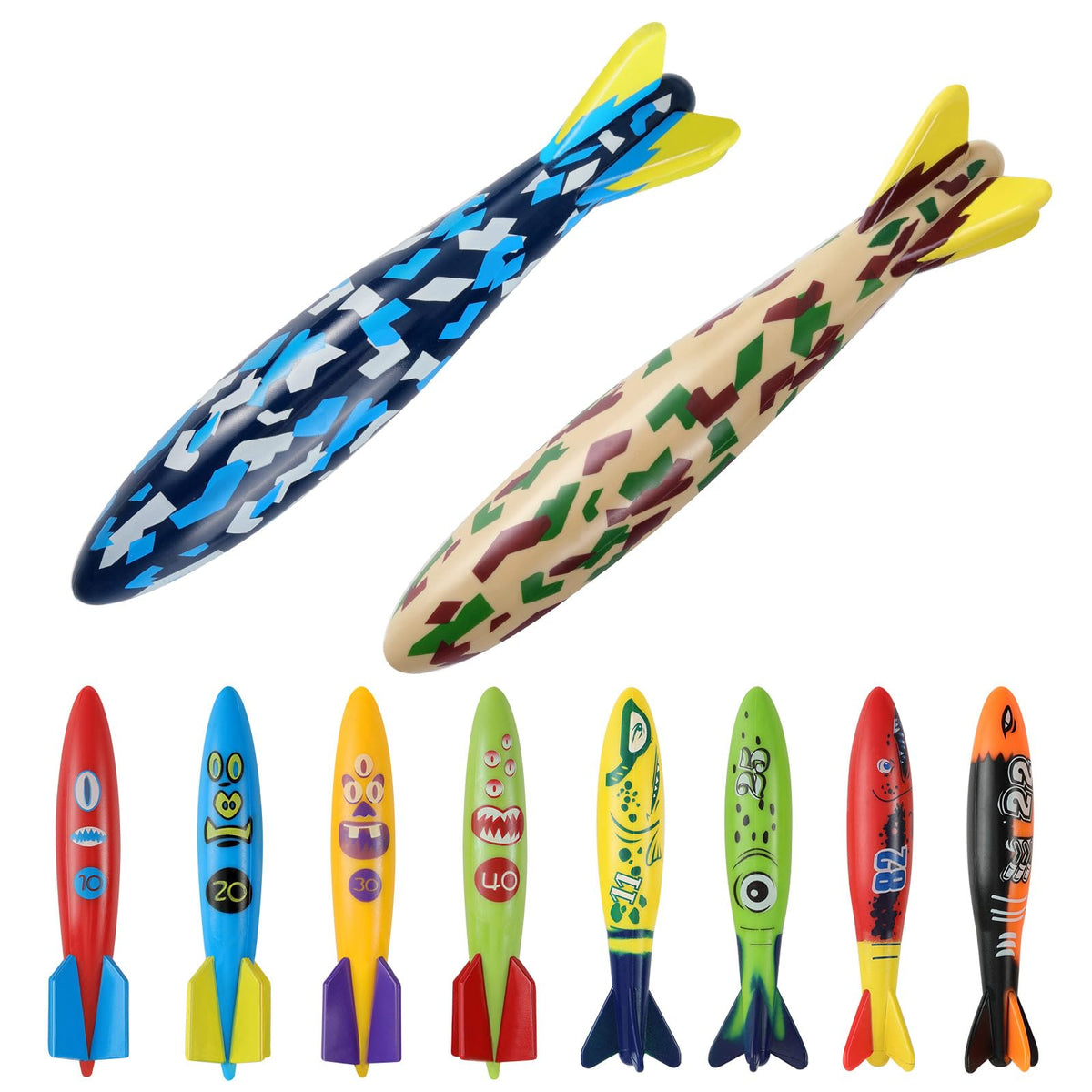 MoKo large camouflage torpedo 9-inch gliding powerfully for pool races