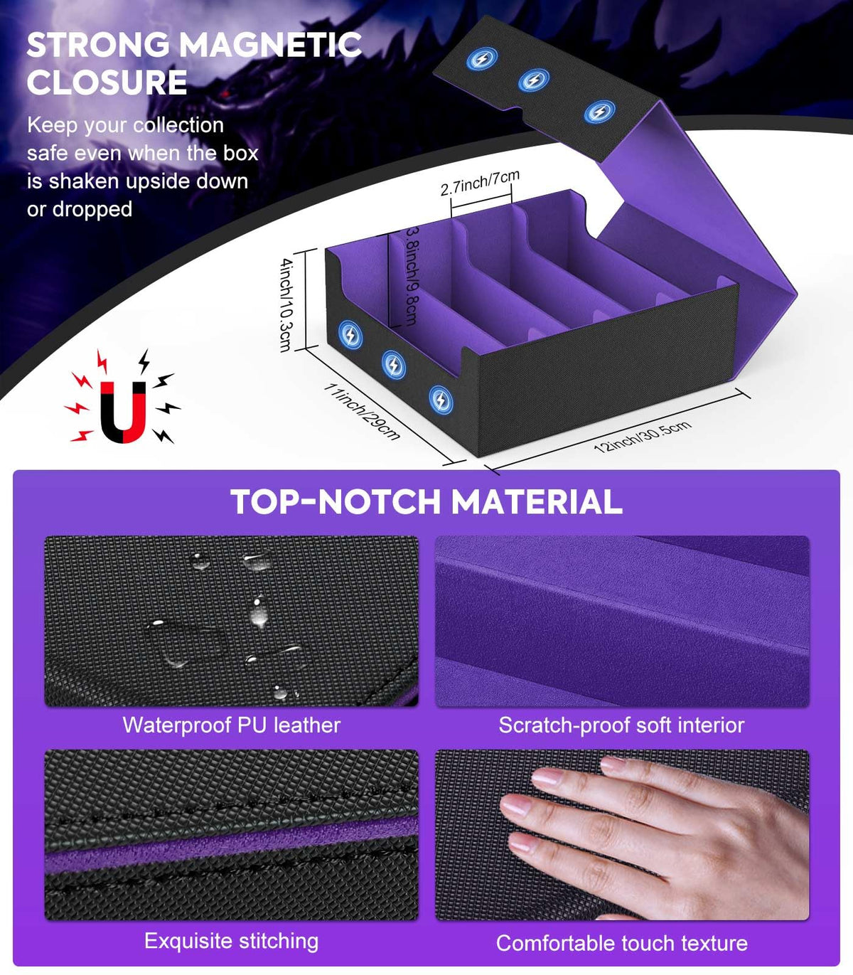 Soft microfiber interior cushions cards and prevents scratches