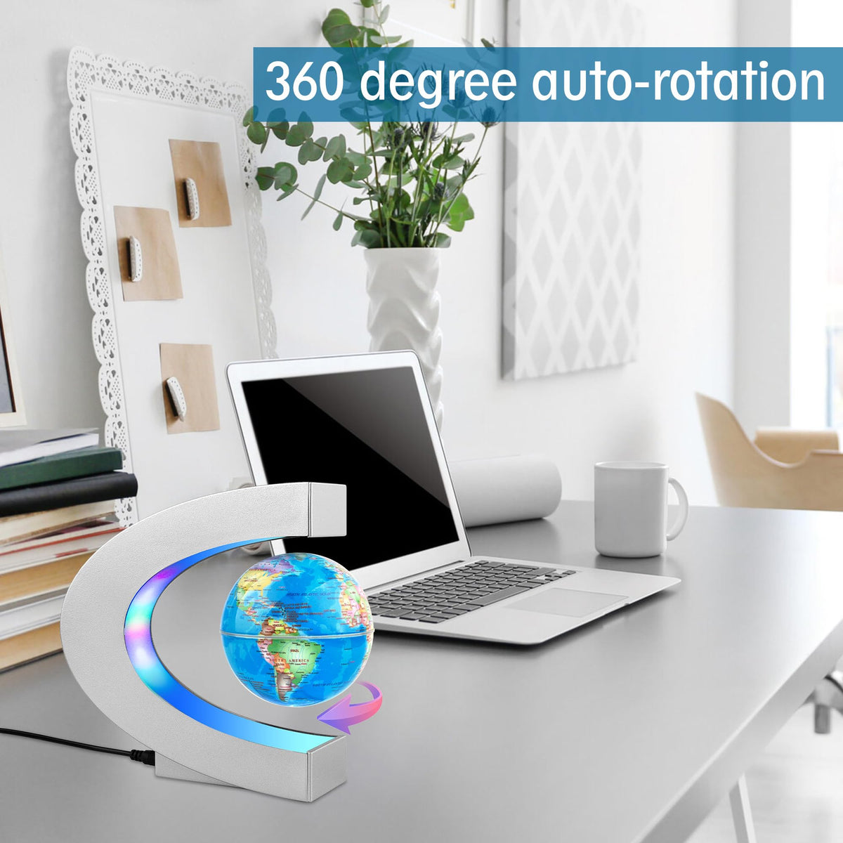 MOKOQI easy-install 3.5 inch globe on your desk setup.