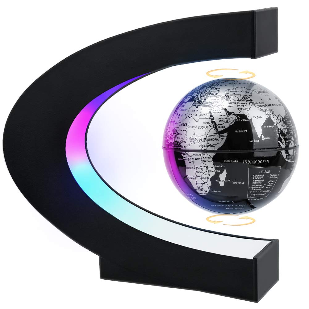 MOKOQI levitating globe with LED frame glows softly, perfect as a striking desk centerpiece