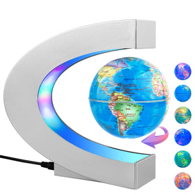 MOKOQI magnetic levitating globe with LED light hovering as a stylish desk centerpiece.