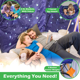 Molcey blankets measure 71 by 54 inches for roomy fort spaces